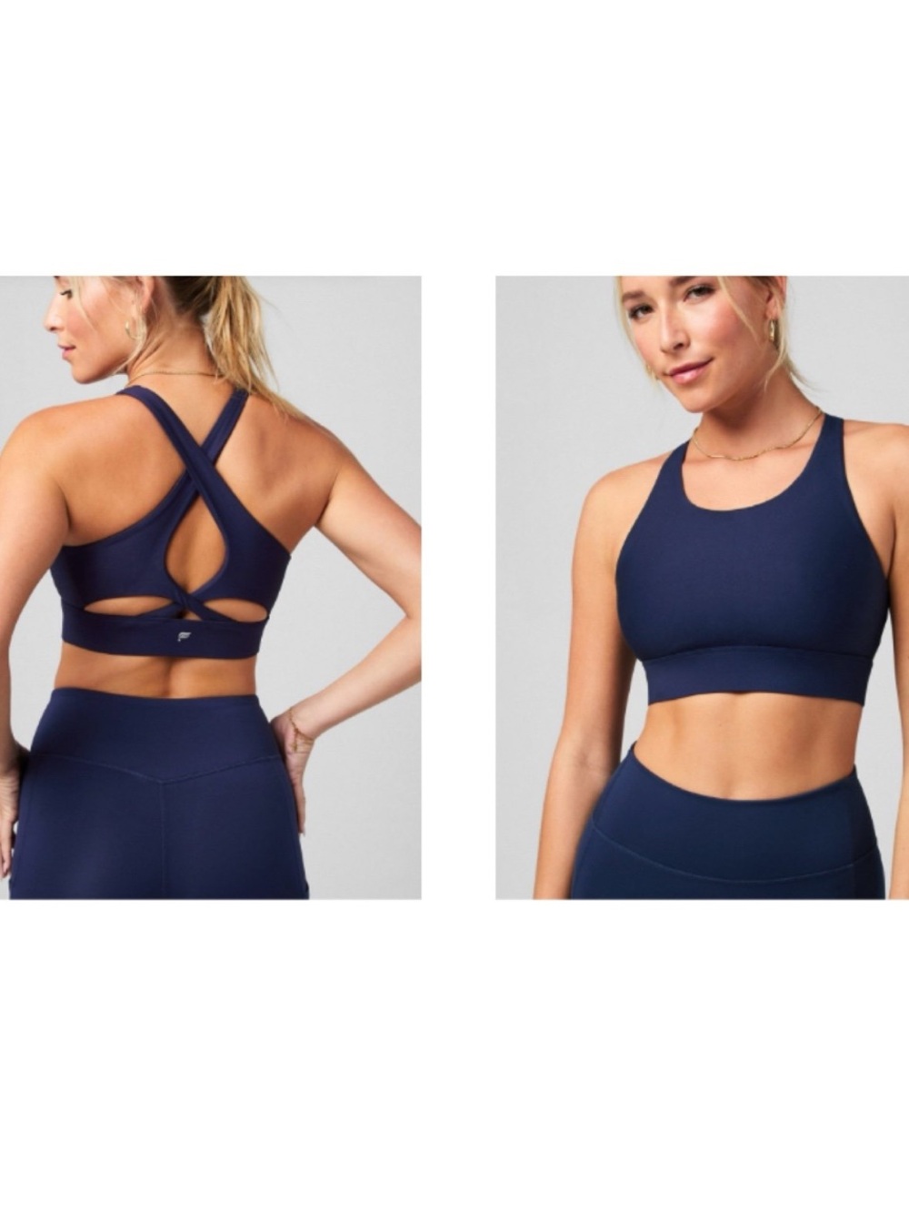 Fabletics Navy Cross-Back Seamless Tank Sports Bra
